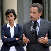 French Justice Minister Rachida Dati with President Sarkozy. The inclusion of a number of Muslim women in the cabinet has provided girls and women in the Muslim community with role models. 