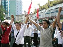 Students protesting in Rangoon on 26 September